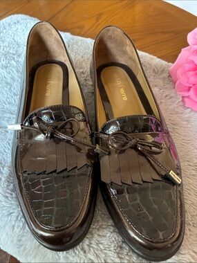 Jean Pierre Dark Brown Patent Kiltie Tassel Loafers
